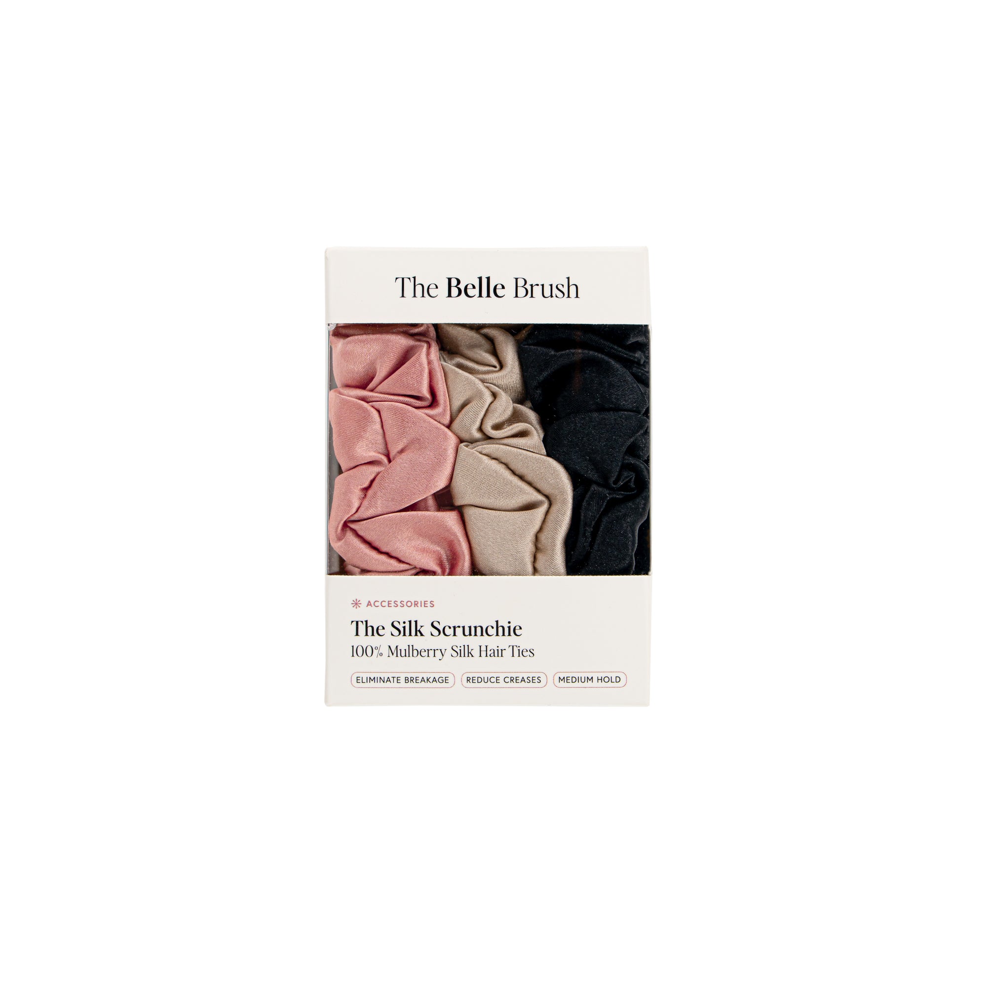 The Silk Scrunchie - Original Style - 3 Pack - Black, Champagne & Blush Pink