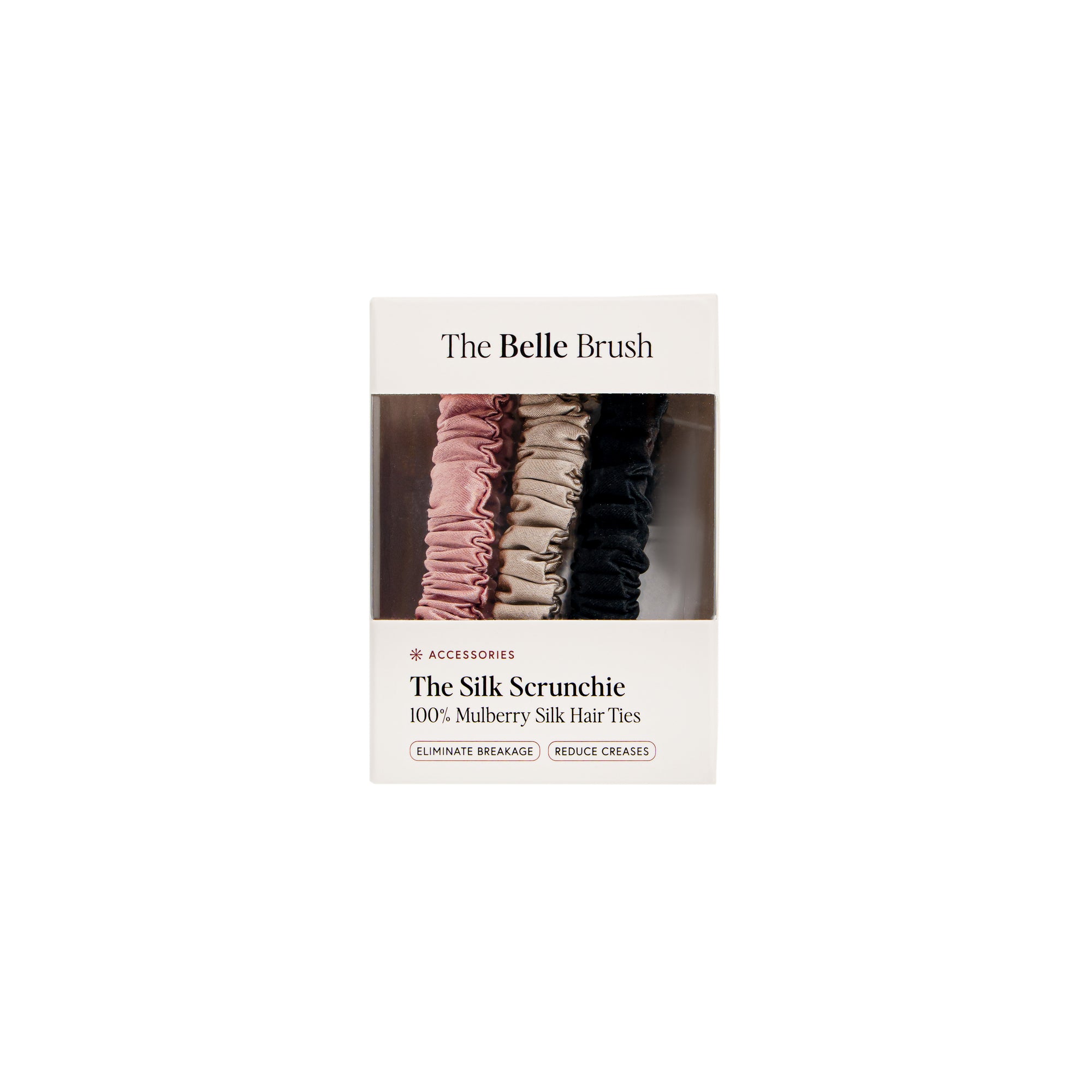The Silk Scrunchie - Skinny Style - 3 Pack - Black, Champagne & Blush Pink